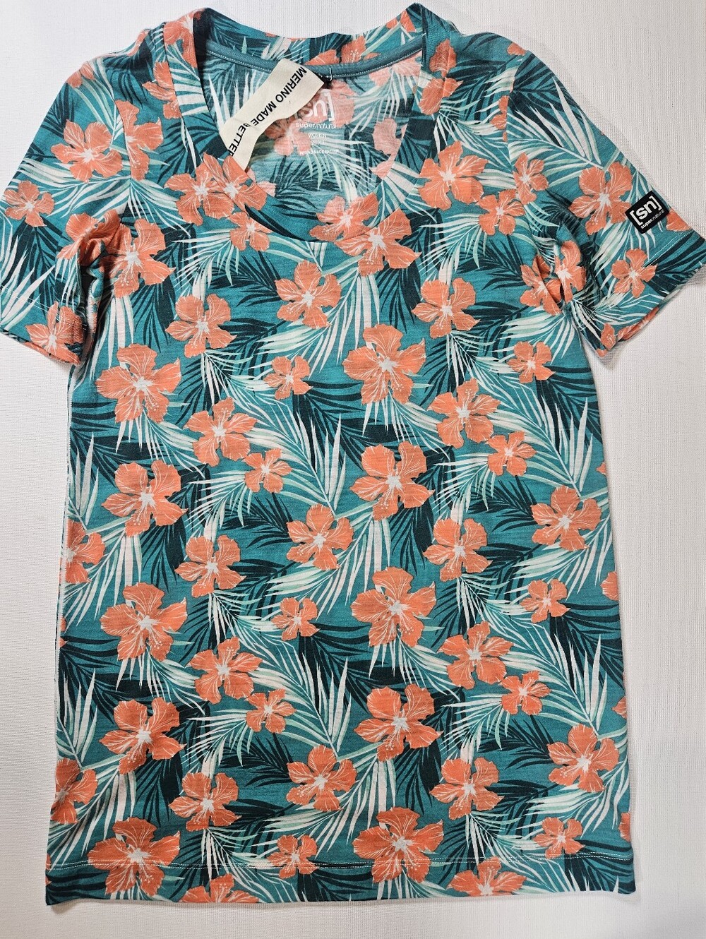 NWT SN Supernatural Merino Wool Shift Dress Womens Sz Small Green Orange Floral
